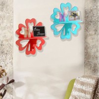 View Onlineshoppee Hermosa Set Of 2 MDF Wall Shelf(Number of Shelves - 2, Red, Blue) Furniture (Onlineshoppee)