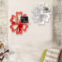View Onlineshoppee Hermosa Set Of 2 MDF Wall Shelf(Number of Shelves - 2, Red, White) Furniture (Onlineshoppee)