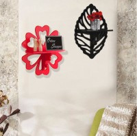 View Onlineshoppee Hermosa MDF Wall Shelf(Number of Shelves - 2, Red, Black) Furniture (Onlineshoppee)