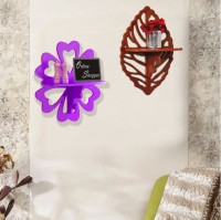 Onlineshoppee Hermosa set of 2 MDF Wall Shelf(Number of Shelves - 2, Purple, Brown)   Furniture  (Onlineshoppee)
