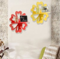 Onlineshoppee Hermosa Set Of 2 MDF Wall Shelf(Number of Shelves - 2, Red, Yellow)   Furniture  (Onlineshoppee)