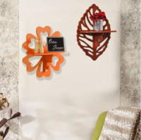 View Onlineshoppee Hermosa Set of 2 MDF Wall Shelf(Number of Shelves - 2, Orange, Brown) Furniture (Onlineshoppee)