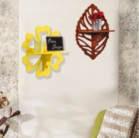 View Onlineshoppee Hermosa Set of 2 MDF Wall Shelf(Number of Shelves - 2, Yellow, Brown) Furniture (Onlineshoppee)