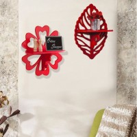 Onlineshoppee Hermosa Set of 2 MDF Wall Shelf(Number of Shelves - 2, Red)   Furniture  (Onlineshoppee)