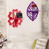 Onlineshoppee Hermosa Set of 2 MDF Wall Shelf(Number of Shelves - 2, Red, Purple)   Furniture  (Onlineshoppee)