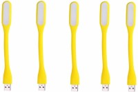 Billionbag 360 Degree Flexible & Bendable 5 pcs Silicone USB Lamp For Study , Writing, Reading, Working , Powerbank, Keyboard, Desktop Led Light(Yellow)   Laptop Accessories  (BillionBAG)