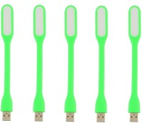 Billionbag 360 Degree Flexible & Bendable 5 pcs Silicone USB Lamp For Writing , Working, Study, Reading , Desktop, Powerbank Led Light(Green)   Laptop Accessories  (BillionBAG)
