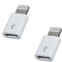 View VU4 Set of 2 8 Pin Lightning to Micro Converter Connector USB Cable Worldwide Adaptor(White) Laptop Accessories Price Online(VU4)
