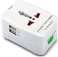 View ReTrack All in One Universal International Travel AC Power Charger AU US UK EU converter Plug With 2 usb port Worldwide Adaptor(White) Laptop Accessories Price Online(ReTrack)