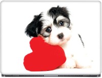 CRAZYINK Cute Puppy with Red Heart Vinyl Laptop Decal 14   Laptop Accessories  (CrazyInk)