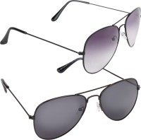 CRIBA Aviator Sunglasses(For Men & Women, Black, Grey)
