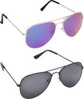 CRIBA Aviator Sunglasses(For Men & Women, Multicolor, Black)