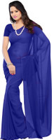 KJS Solid Bollywood Poly Georgette Saree(Dark Blue) KJS Solid Bollywood Poly Georgette Saree(Dark Blue)