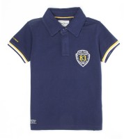 Pepe Jeans Boys Solid Cotton Blend T Shirt(Dark Blue, Pack of 1)