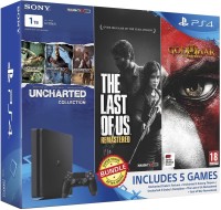 SONY PlayStation 4 (PS4) Slim 1 TB with Uncharted Collection, The Last of Us Remastered and God of War Remastered(Jet Black)