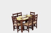 View Ethnic india art Solid Wood 4 Seater Dining Set(Finish Color - Matte) Furniture (Ethnic india art)