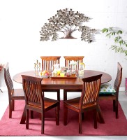 View Ethnic india art Solid Wood 6 Seater Dining Set(Finish Color - Matte) Furniture (Ethnic india art)