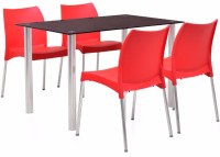 View @home by Nilkamal Napoli Metal 4 Seater Dining Set(Finish Color - Red) Furniture (@home by Nilkamal)