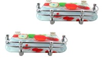 DECZO Floating Bracket Set of 2 Red Apple Special Double Rod 12 By 9 INCH Multipurpose Glass Wall Shelf(Number of Shelves - 2, Multicolor)   Furniture  (DECZO)