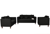View Furny Lleana Fabric 3 + 2 + 1 Dark Grey Sofa Set Furniture (Furny)
