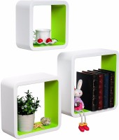 View Onlineshoppee Artesania Cube Floating MDF Wall Shelf(Number of Shelves - 3, White, Green) Furniture (Onlineshoppee)