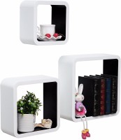 View Onlineshoppee Artesania Cube Floating MDF Wall Shelf(Number of Shelves - 3, Black, White) Furniture (Onlineshoppee)