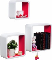 Onlineshoppee Artesania Cube Floating MDF Wall Shelf(Number of Shelves - 3, White, Red)   Furniture  (Onlineshoppee)