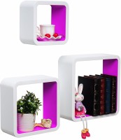 Onlineshoppee Artesania Cube Floating MDF Wall Shelf(Number of Shelves - 3, White, Pink)   Furniture  (Onlineshoppee)
