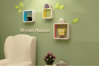 View Onlineshoppee Artesania Cube Floating MDF Wall Shelf(Number of Shelves - 3, Pink, Yellow, Blue) Furniture (Onlineshoppee)