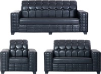 Bharat Lifestyle Black Diamond Leatherette 3 + 2 + 1 Black Sofa Set   Furniture  (Bharat Lifestyle)