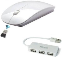 View NewveZ High Speed 4 port USB Hub With Ultra Slim Wireless Optical Mouse Combo Set(White) Laptop Accessories Price Online(NewveZ)