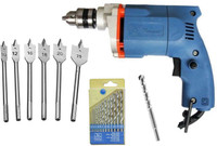 STAR Drill Machine Bit set for drilling 13 Pcs. HSS Twist Drills +1 Pcs Masonry & 6 pcs Flate wood bit SET Pistol Grip Drill(10 mm Chuck Size)