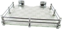 View RoyaL Indian Craft Craft Chrome Bracket 9 By 11 INCH White Pattern Printed Platinum Multipurpose Speaker / Set Top Box Glass Wall Shelf(Number of Shelves - 1, Clear, White) Furniture (royaL indian craft)