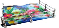 View RoyaL Indian Craft Pivot Bracket Beautiful Flora Printed 9 By 11 INCH Multipurpose Speaker/ Set Top Box Glass Wall Shelf(Number of Shelves - 1, Multicolor) Furniture (royaL indian craft)