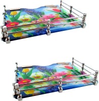 View RoyaL Indian Craft Set of 2 Pivot Bracket Beautiful Flora Printed 9 By 11 INCH Multipurpose Speaker/ Set Top Box Glass Wall Shelf(Number of Shelves - 2, Multicolor) Furniture (royaL indian craft)