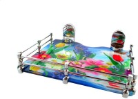 RoyaL Indian Craft Queen Bracket Beautiful Flora Printed 9 By 11 INCH Multipurpose Speaker/ Set Top Box Glass Wall Shelf(Number of Shelves - 1, Multicolor)   Furniture  (royaL indian craft)