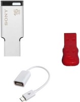 Sony 16 gb Tinny Metal Pendrive With otg cable and Card Reader Combo Set   Laptop Accessories  (Sony)