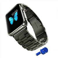 View MKEKE iwatch band 34.798 mm Stainless Steel Watch Strap(Silver) Wrist Watches Price Online(MKEKE)
