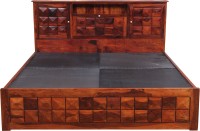 View Induscraft Solid Wood Queen Bed With Storage(Finish Color -  Brown) Furniture (Induscraft)