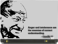 View PosterMart Anger and Intolerance are enimies - Mahatma Gandhi Laptop Skin - High Quality 3M Vinyl and Matt Lamination High Quality Laminated 3M Vinyl Laptop Decal 15 Laptop Accessories Price Online(PosterMart)