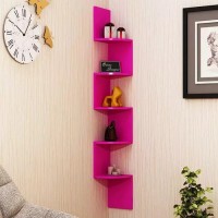 View Onlineshoppee ZigZag MDF Wall Shelf(Number of Shelves - 5, Pink) Furniture (Onlineshoppee)