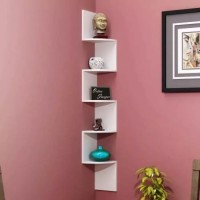 View Onlineshoppee ZigZag MDF Wall Shelf(Number of Shelves - 5, White) Furniture (Onlineshoppee)