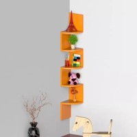 View Onlineshoppee ZigZag MDF Wall Shelf(Number of Shelves - 5, Orange) Furniture (Onlineshoppee)