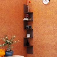 View Onlineshoppee ZigZag MDF Wall Shelf(Number of Shelves - 5, Brown) Furniture (Onlineshoppee)