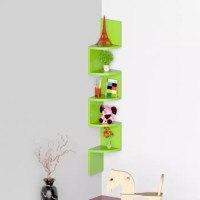 Onlineshoppee ZigZag MDF Wall Shelf(Number of Shelves - 5, Green)   Furniture  (Onlineshoppee)
