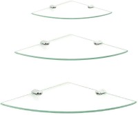 RoyaL Indian Craft Brass Bracket Combo of 8 INCH and 10 INCH and 12 INCH Stylish Corner Glass Wall Shelf(Number of Shelves - 3, Clear)   Furniture  (royaL indian craft)
