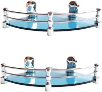 View RoyaL Indian Craft Queen Bracket Energetic Blue Combo of 12 by 12 INCH Corner Glass Wall Shelf(Number of Shelves - 2, Blue) Furniture (royaL indian craft)