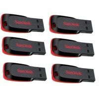 SanDisk Cruzer Blade Pack of 6 32 GB Pen Drive(Red)