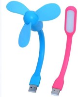 View Dice Flexible Usb-Mix-led-fan Combo-01 USB Fan, Led Light, Laptop Accessory(Pink, Blue) Laptop Accessories Price Online(Dice)