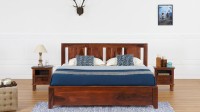 View VINTEJ HOME Mid - Century Brown Solid wood Contemporary King Size Without Storage bed In Warm Wallnut Finish By Vintage Home Solid Wood King Bed(Finish Color -  Brown) Furniture